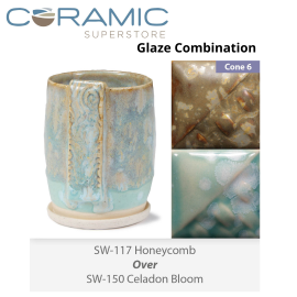 Honeycomb SW-117 over Celadon Bloom SW-150 Stoneware Combination